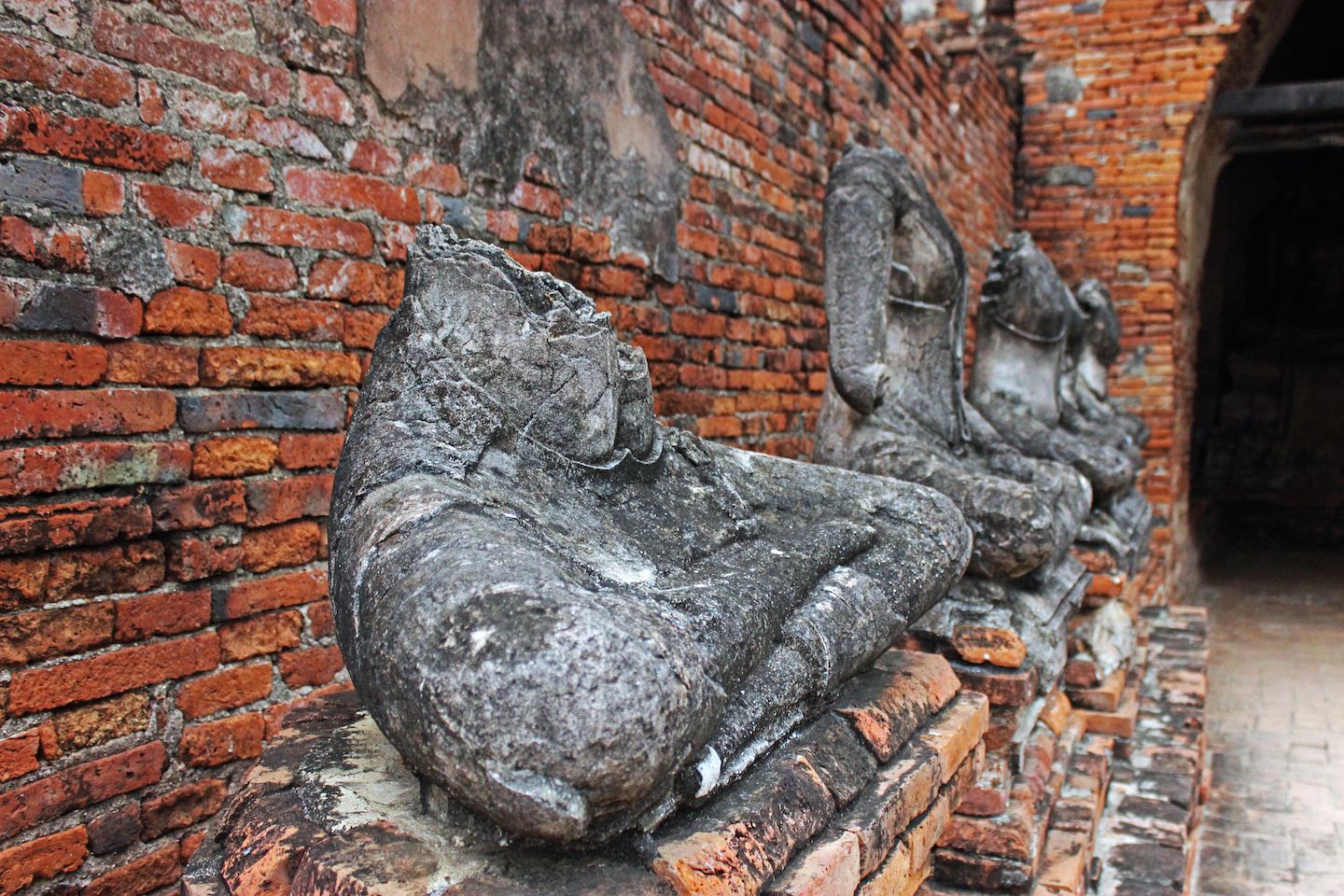 Damaged statues at Wat Chaiwatthanaram, Ayutthaya