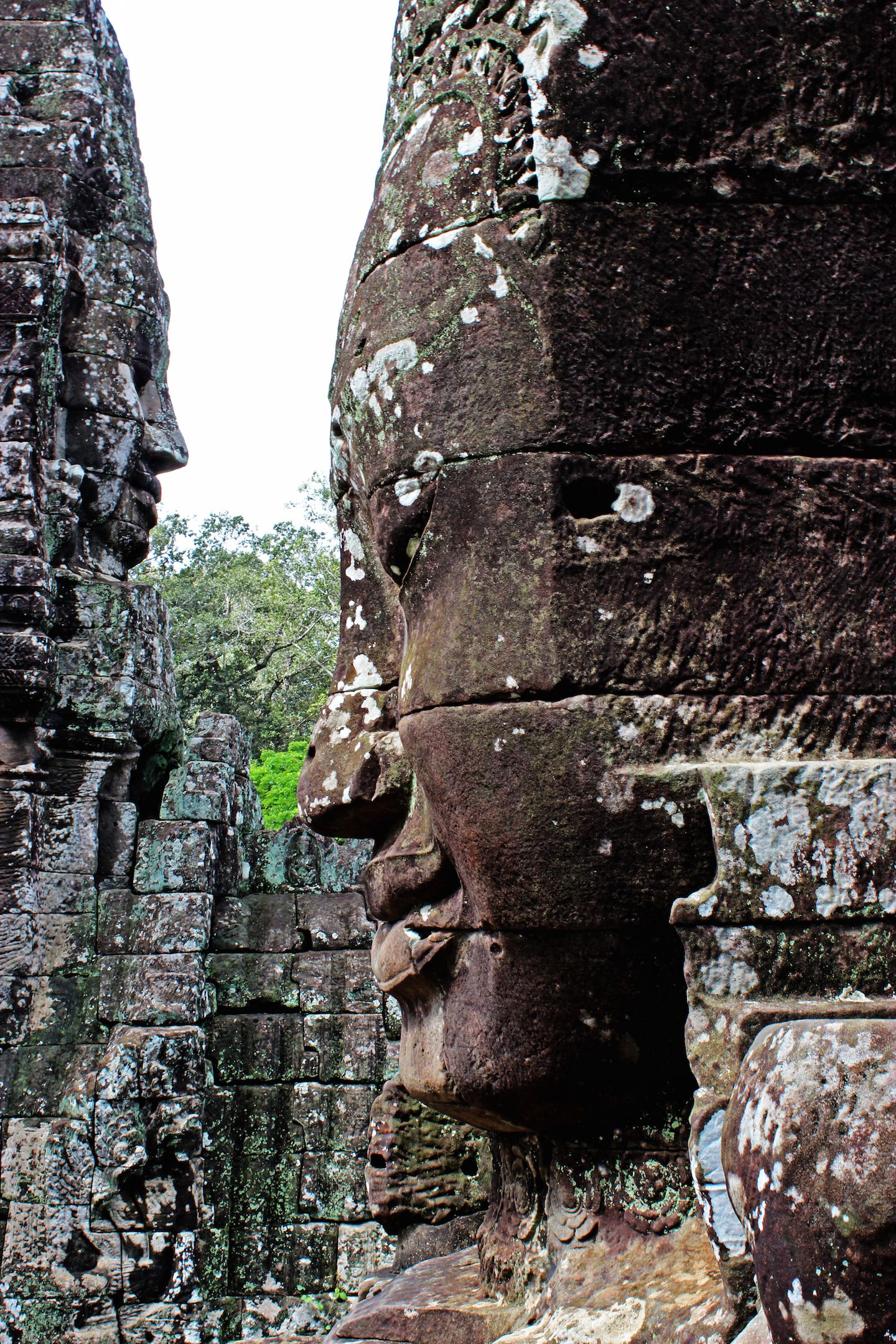 Face from one of the face towers at the Bayon