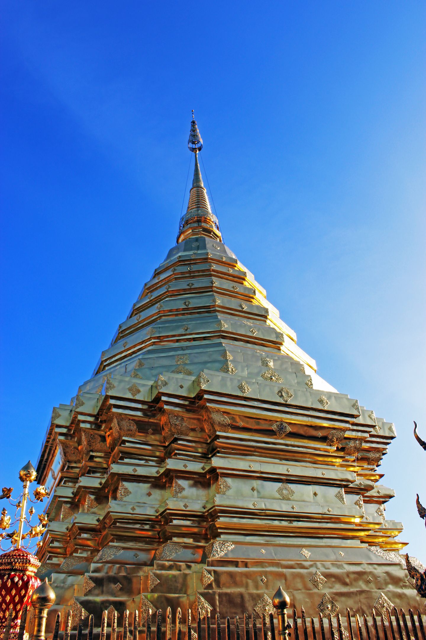 Golden chedi at Wat Doi Suthep in Chiang Mai, Thailand