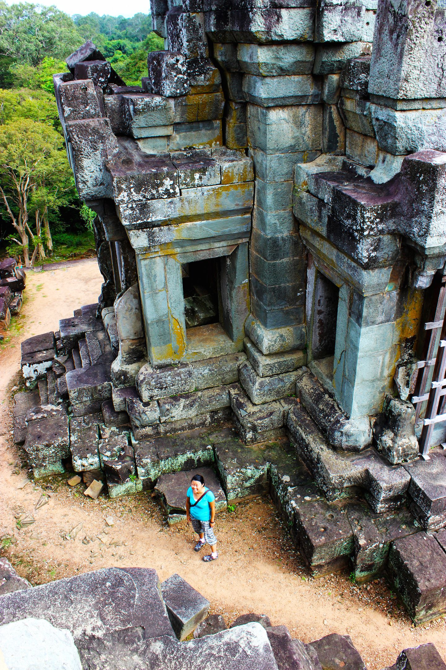 Julie at the second level of Ta Keo