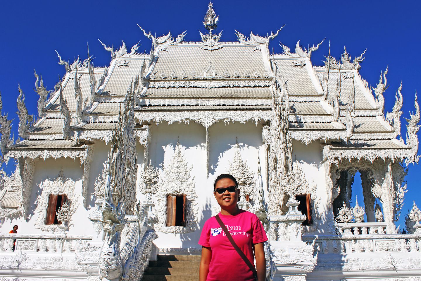 Julie leaving the White Temple in Chiang Rai