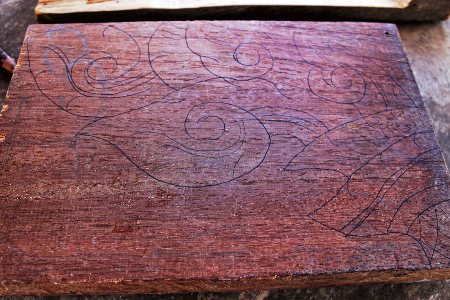 Julie's drawing on the wood, Vientiane, Laos