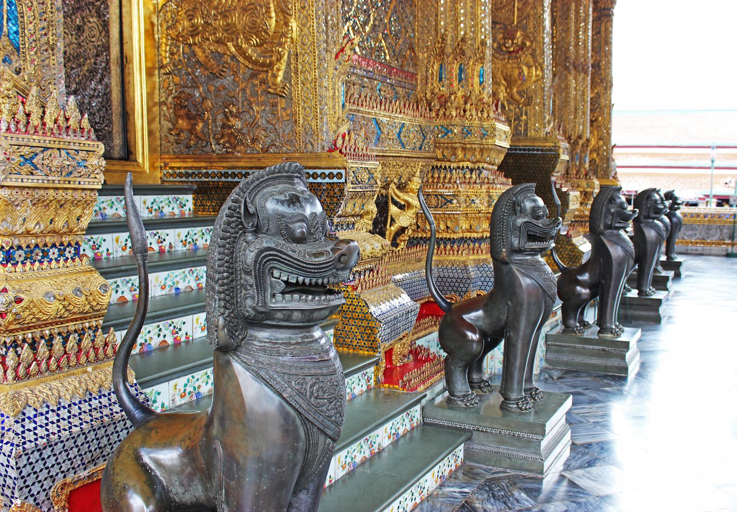 Lion guards at Wat Phra Kaew in Bangkok