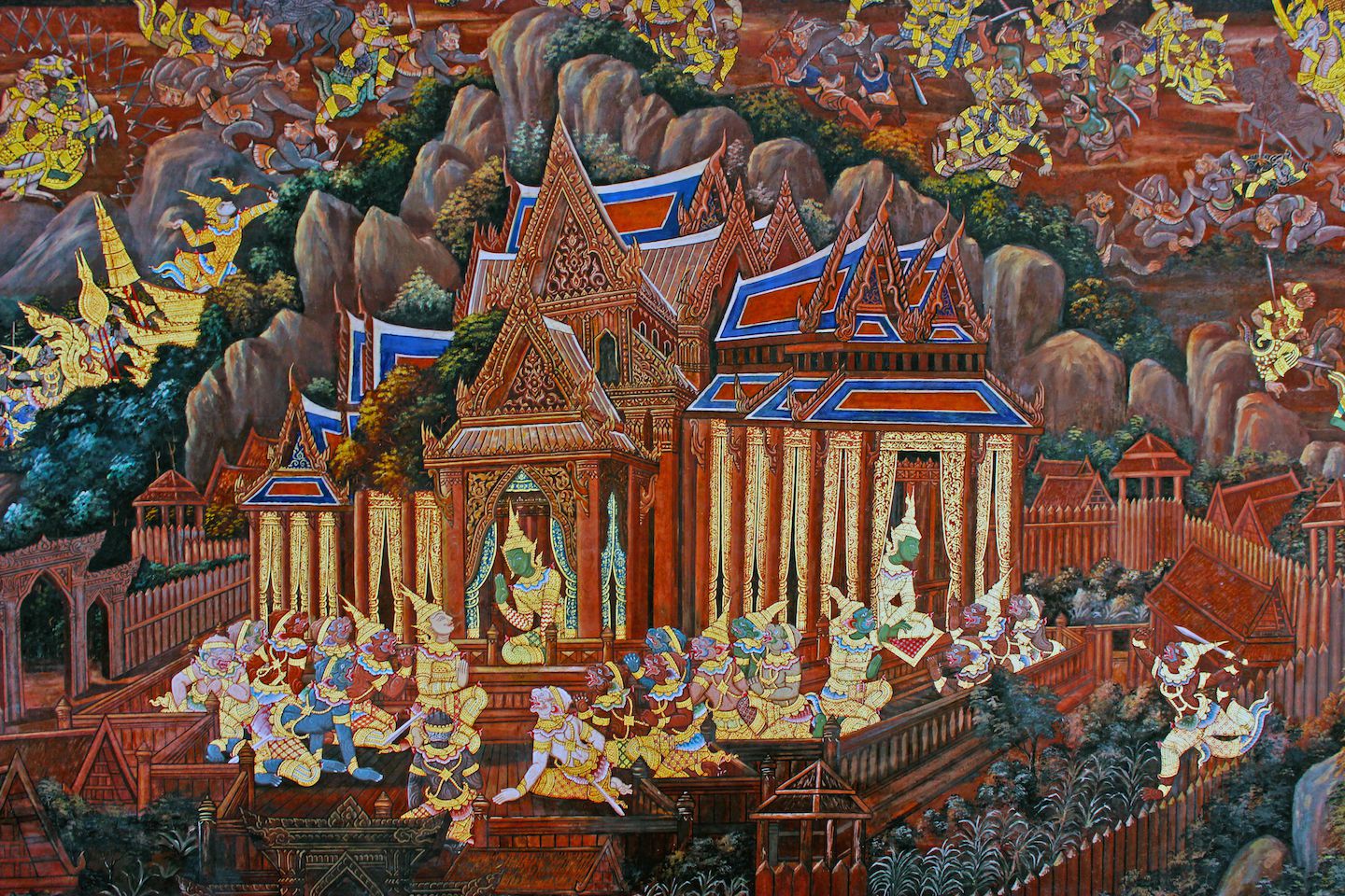 Painting on the galleries of Wat Phra Kaew