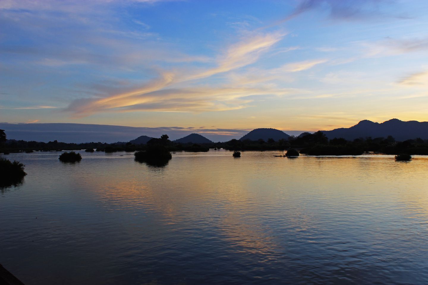 Sunset over the mountains, 4000 Islands (Si Phan Don), Laos