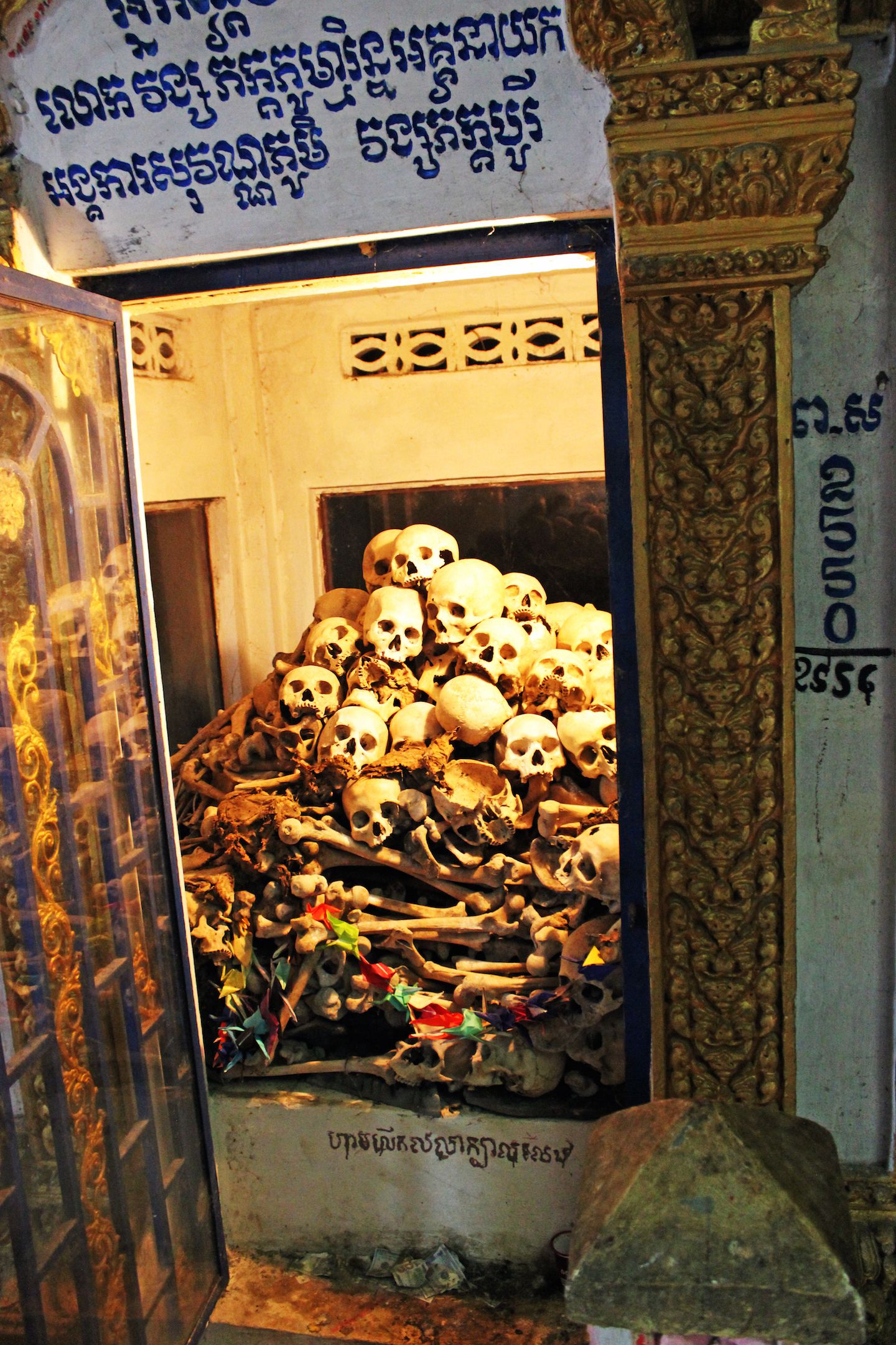 The memorial was filled with skulls of the victims