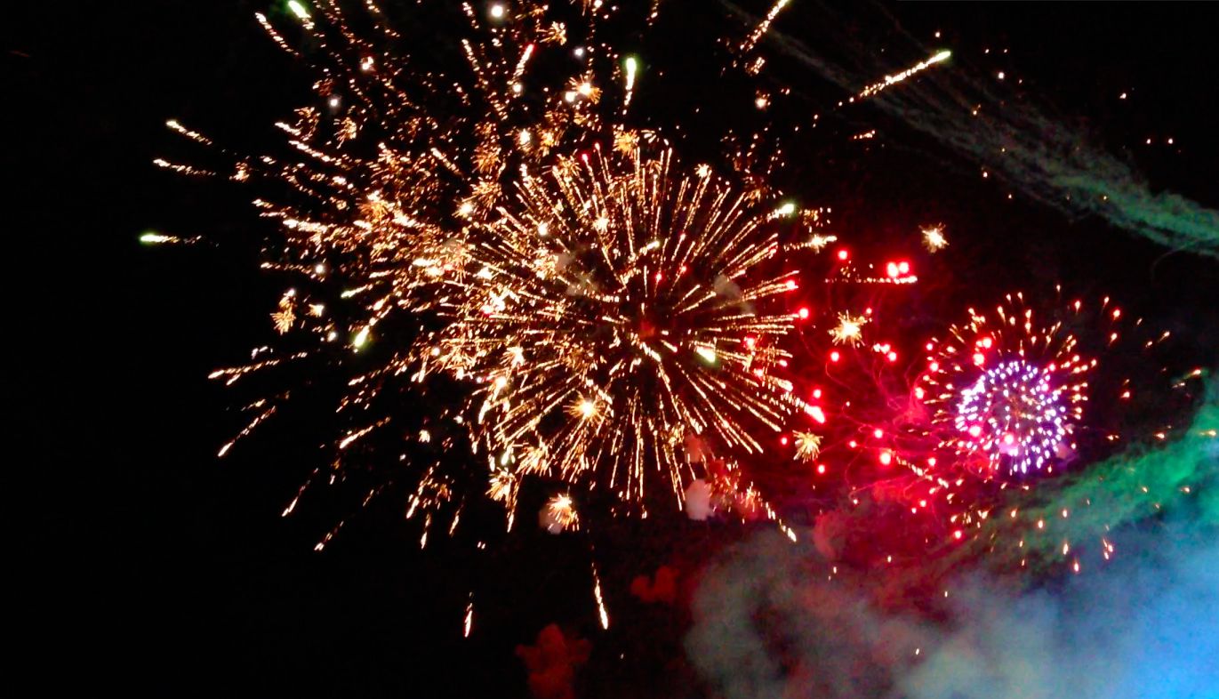 Firework show to celebrate 2015, Ark Bar at the Chaweng Beach, Koh Samui, Thailand