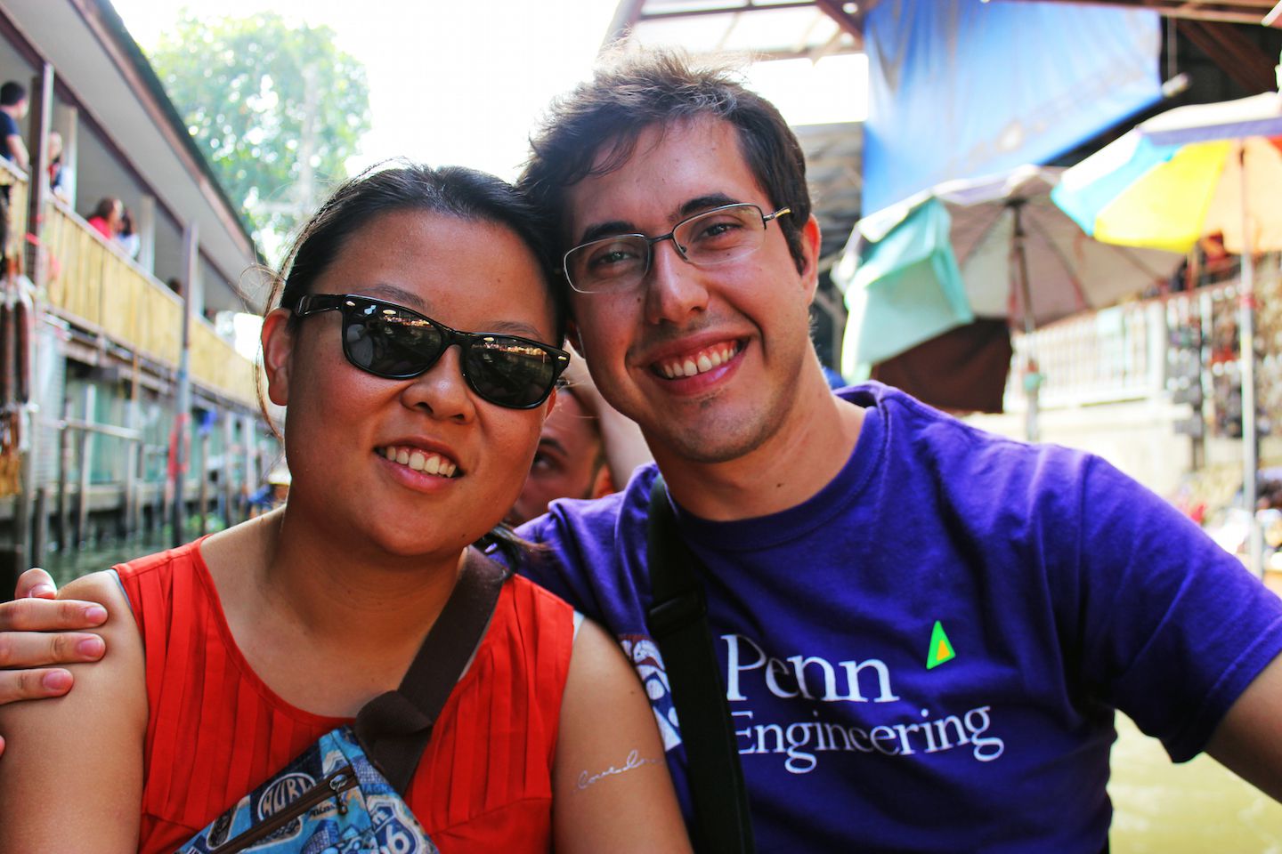 Julie and Carlos at the Damnoensaduak Floating Market, Bangkok, Thailand