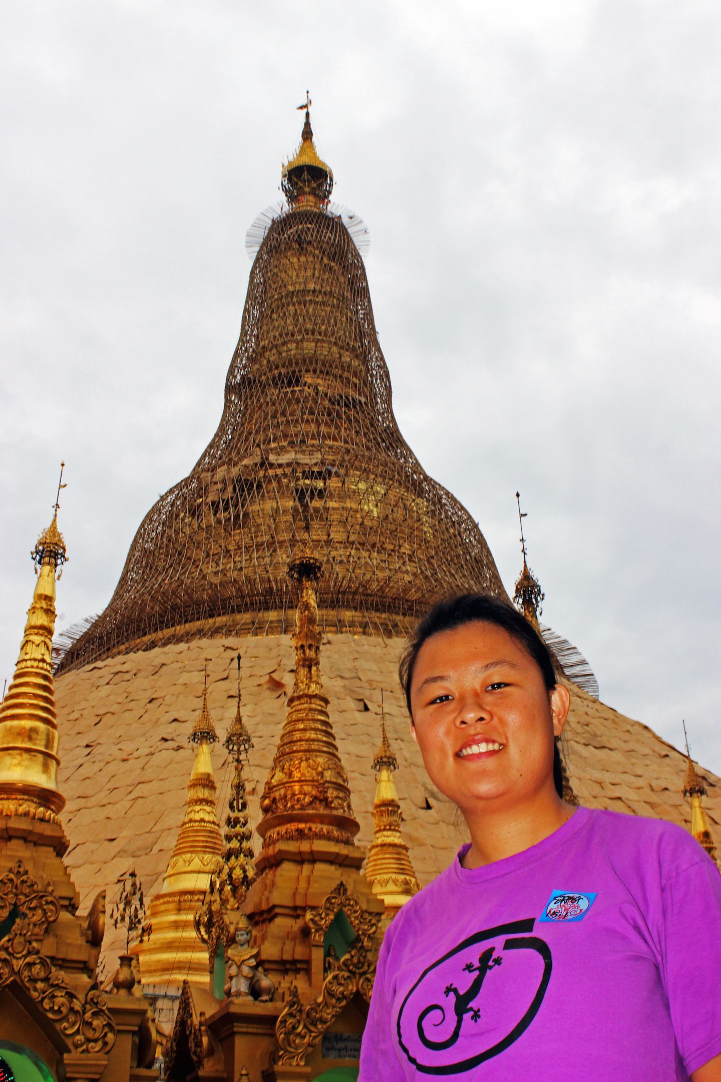 Julie at Schwedagon Pagoda, Yangon, Myanmar