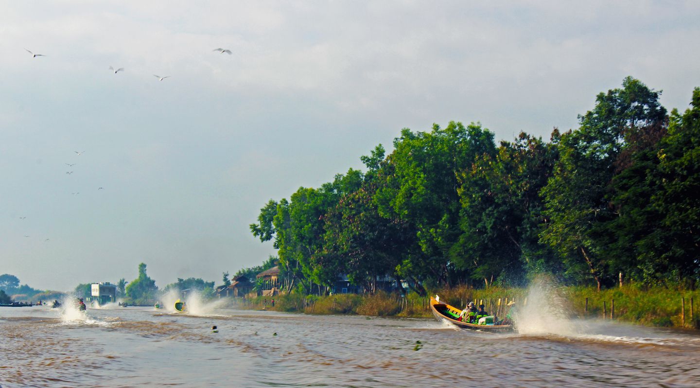 Tourist boats heading to Inle Lake, Myanmar