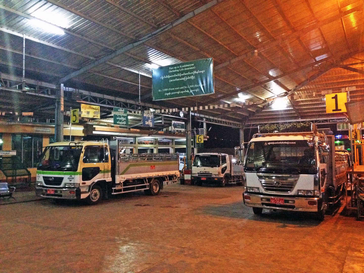 Truck station in Kinpun, Myanmar