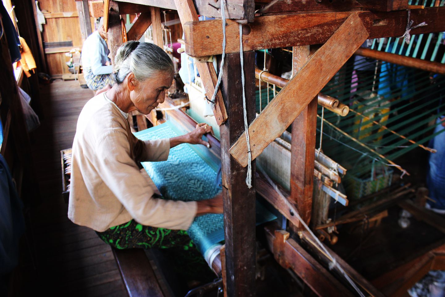 Weaving shop in Inle Lake, Myanmar