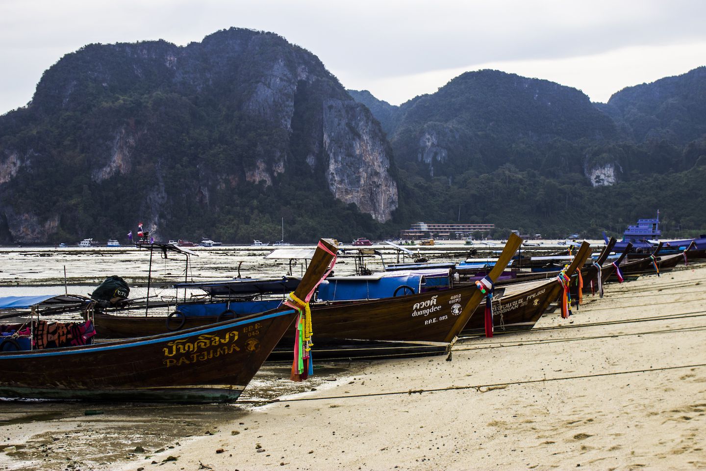 Stranded longtail boats on Koh Phi Phi, Thailand