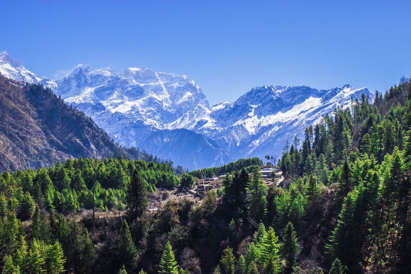 Beautiful mountain view after Thanchok, Nepal