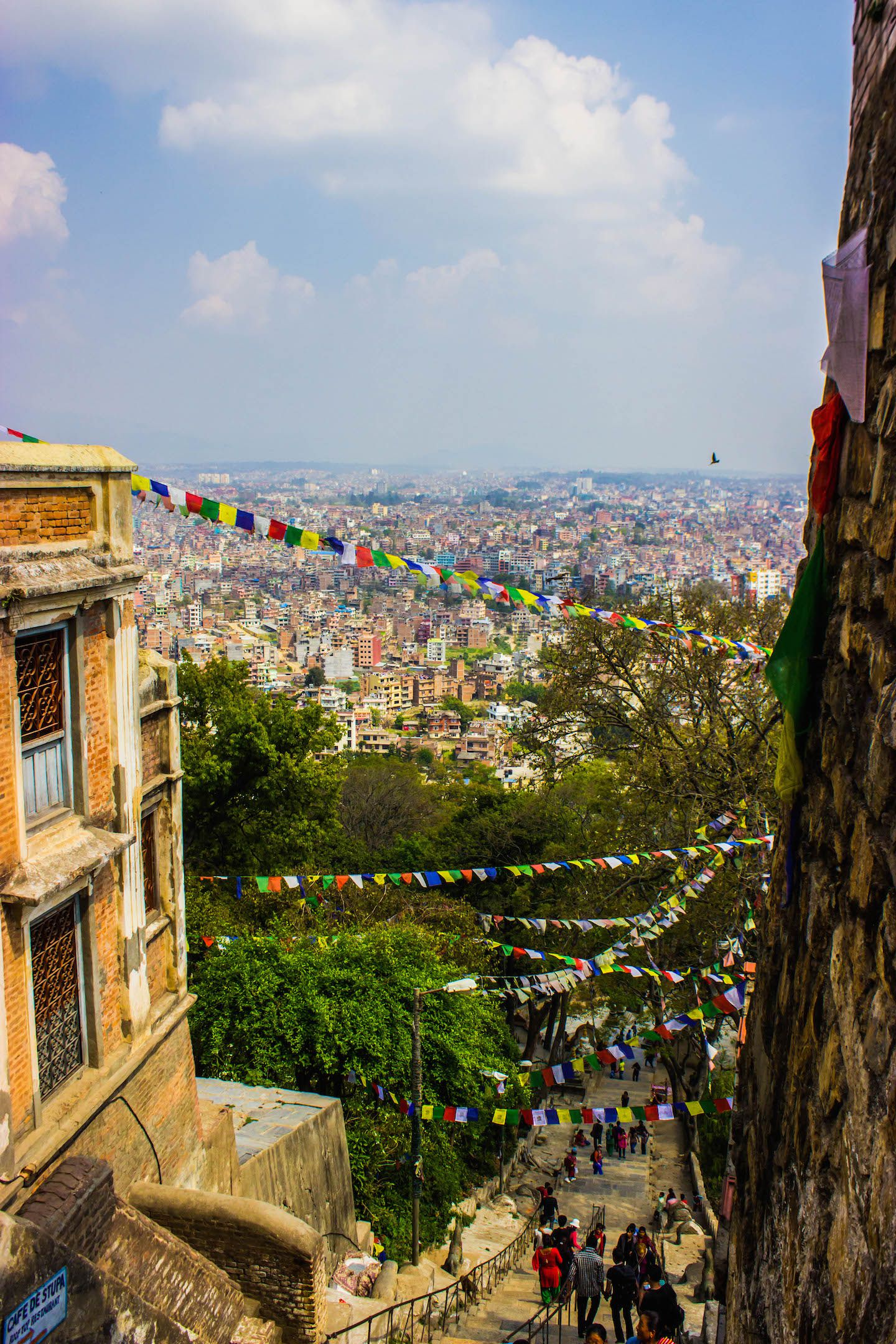 Stairs overlooking Kathmandu, Nepal
