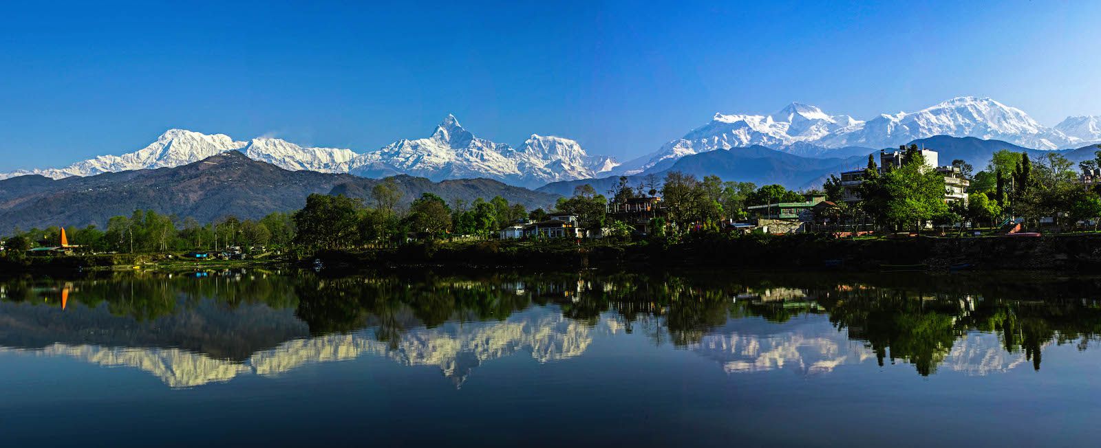 Beautiful view of the Annapurna Himalayan Range, Pokhara, Nepal
