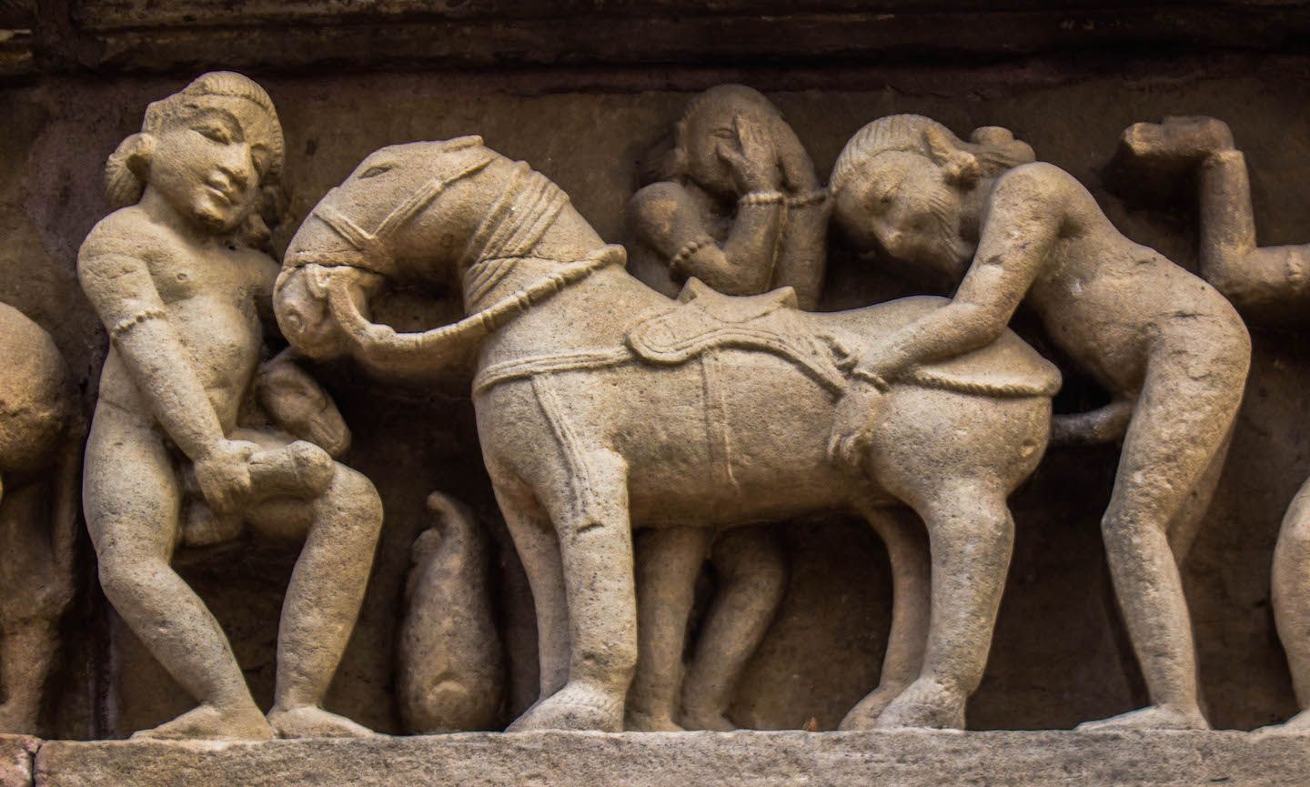 Explicit sex scene at Lakshmana temple, Khajuraho, India