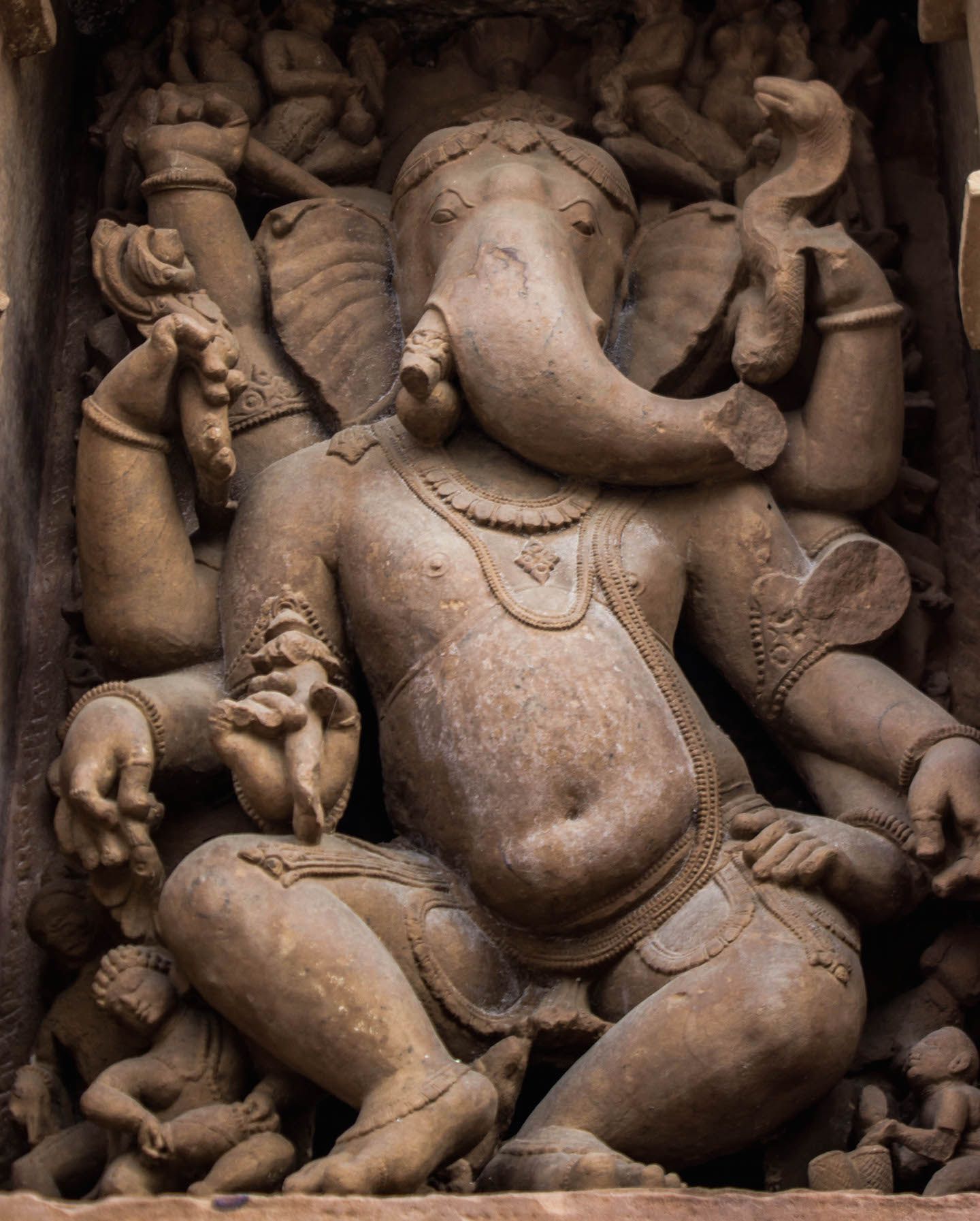 Lord Ganesh on the walls of Lakshmana temple, Khajuraho, India