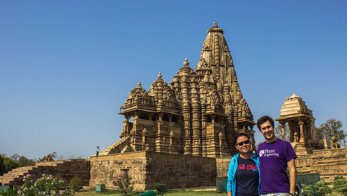 Julie and Carlos at the Kandariya-Mahadev temple, Khajuraho, India