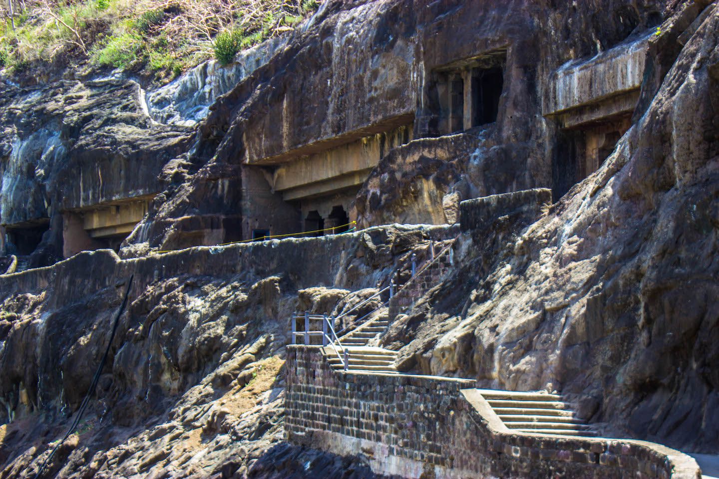 Stairs leading the way to the Ajanta Caves, India