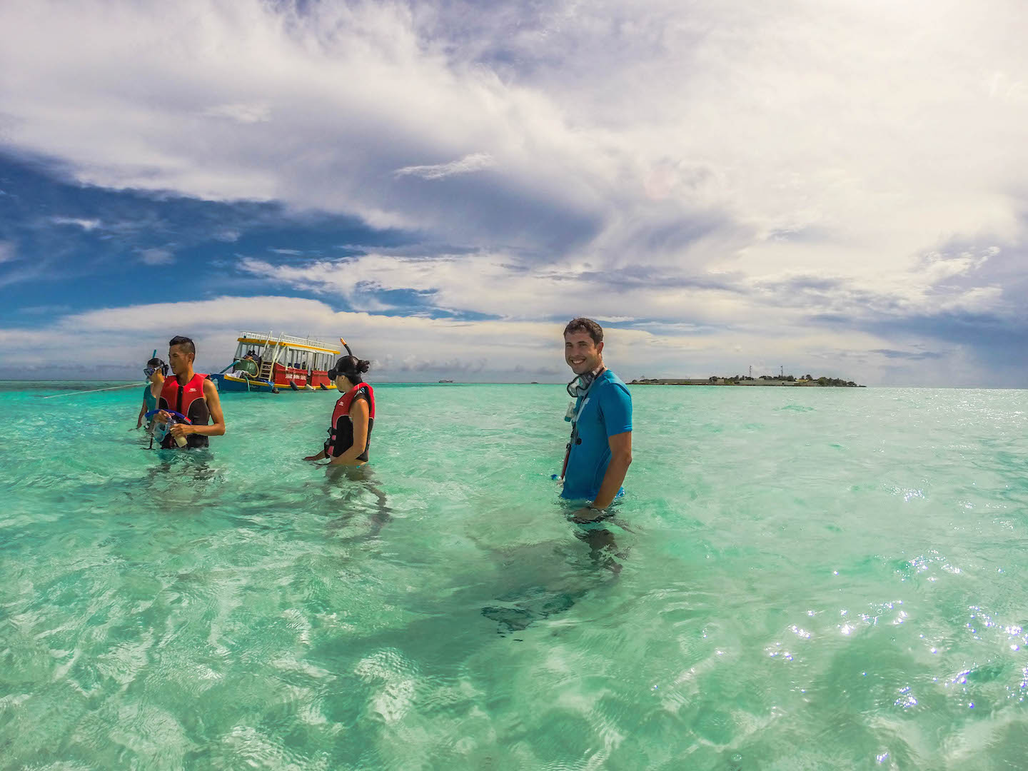 Carlos getting ready to snorkel, Maafushi, Maldives
