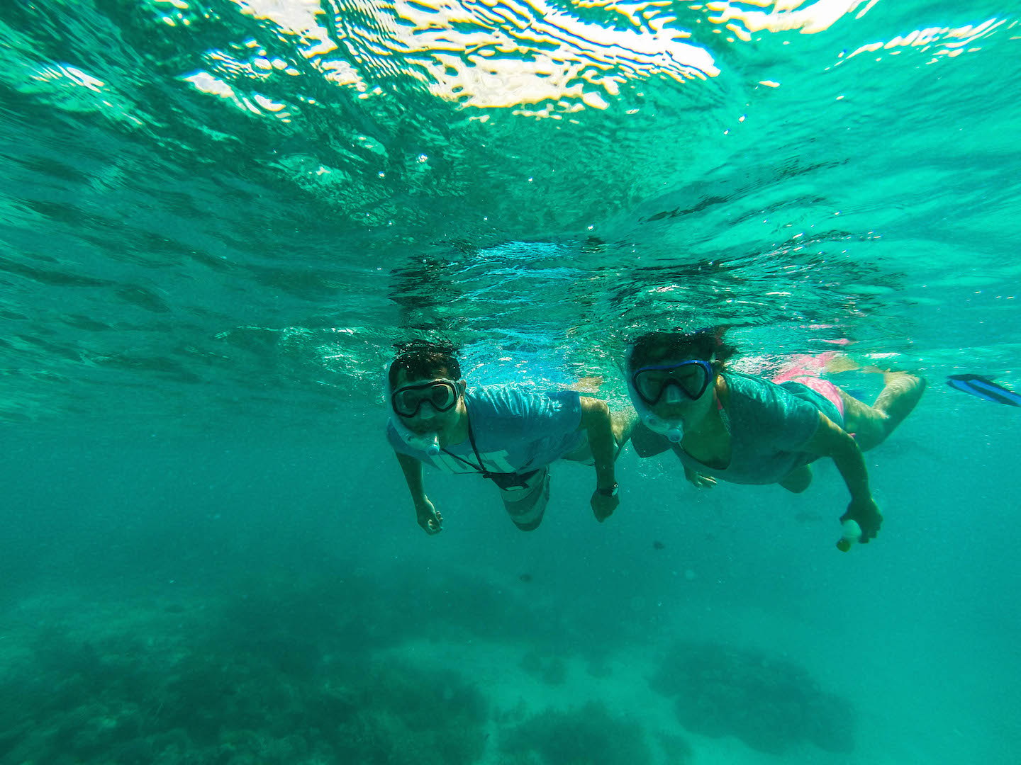 Julie and Carlos snorkeling, Maldives