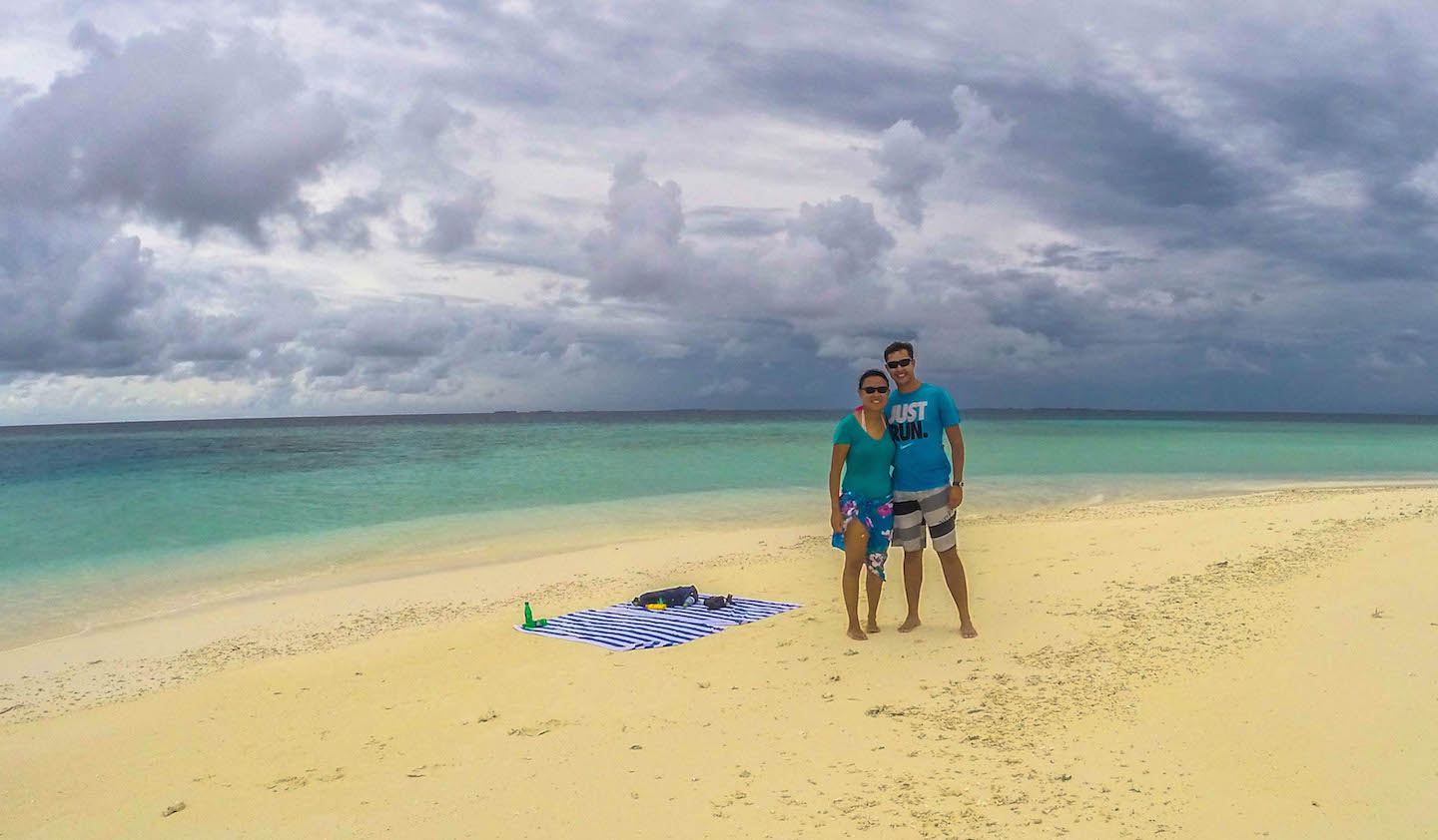 Julie and Carlos at the sandbank, Maldives