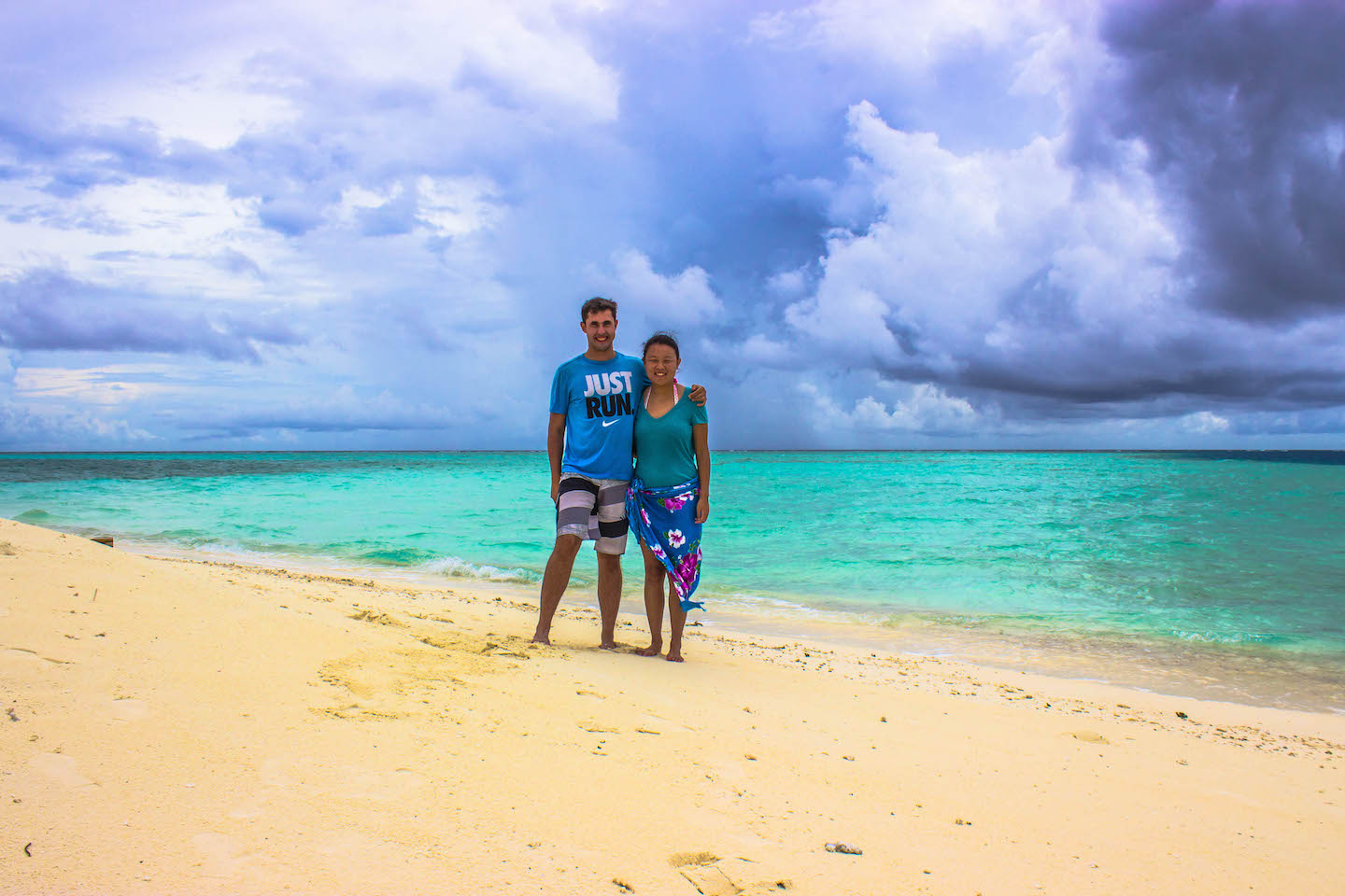 Julie and Carlos enjoying the sandbank, South Male Atoll, Maldives
