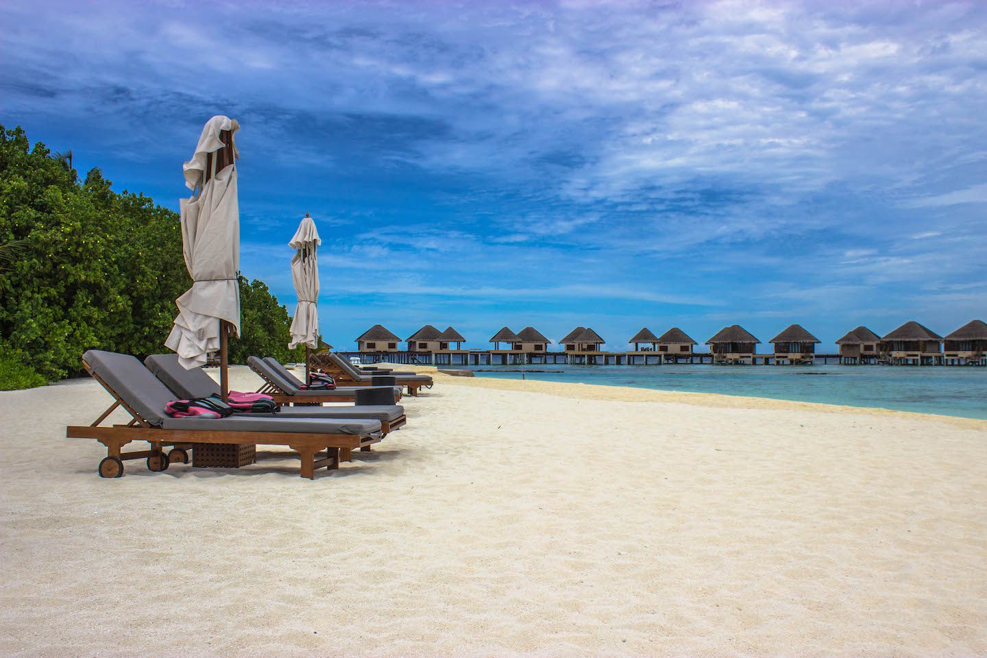 Beach chairs at Vadoo Resort, Maldives