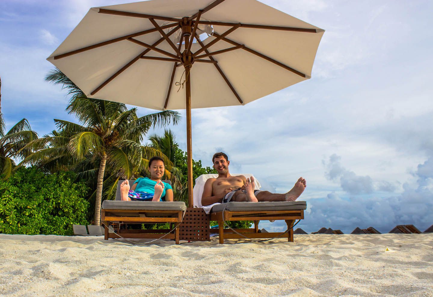 Julie and Carlos on the beach, Vadoo Resort, Maldives