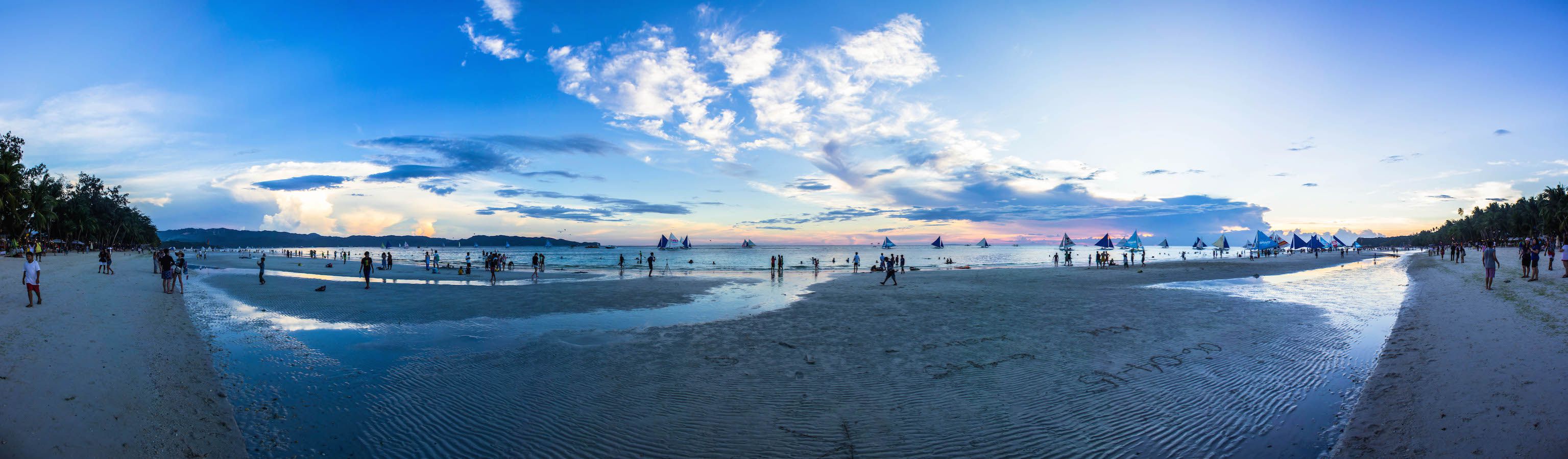 Panoramic view of White Beach in Boracay, Philippines