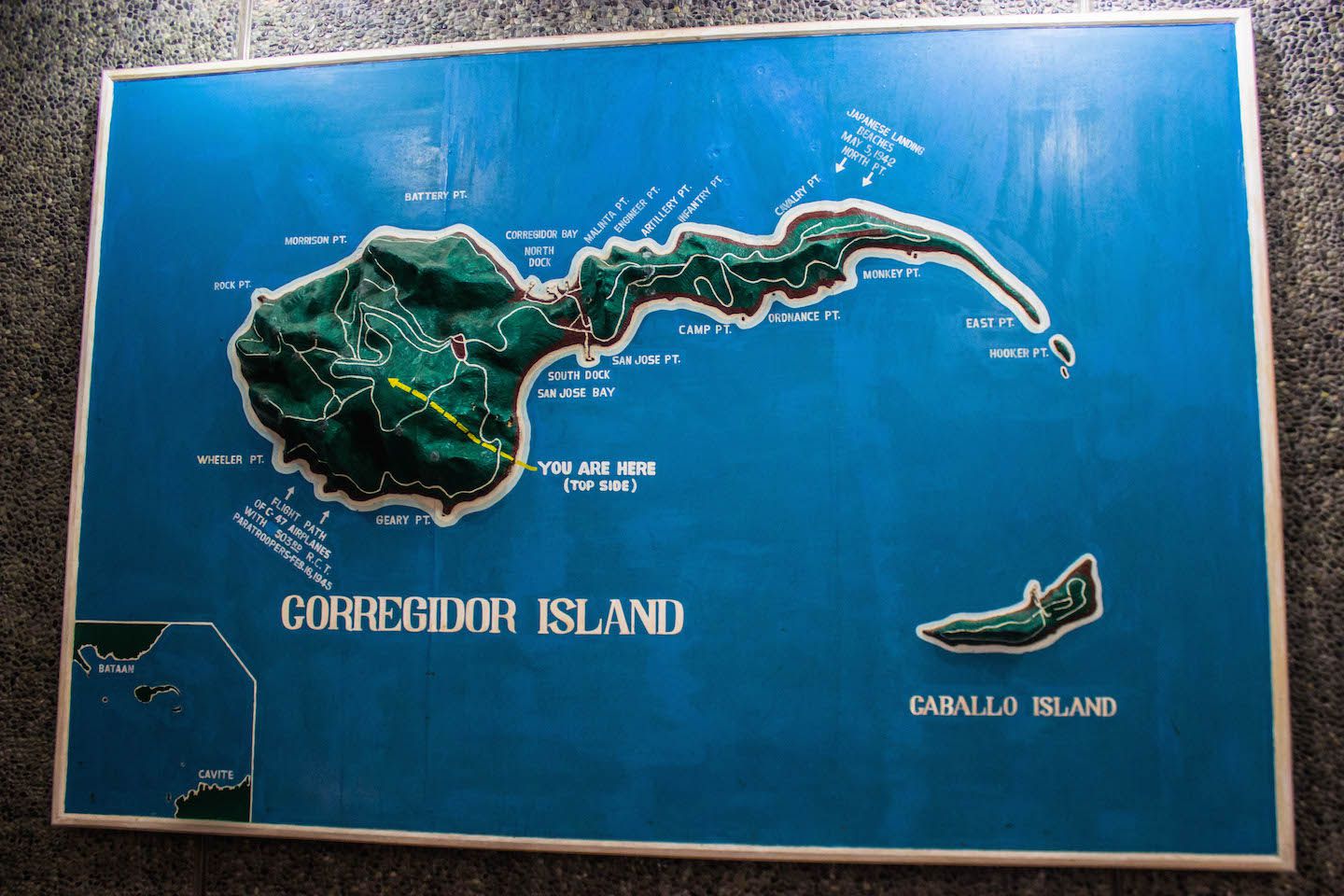 Map of Corregidor Island, Philippines