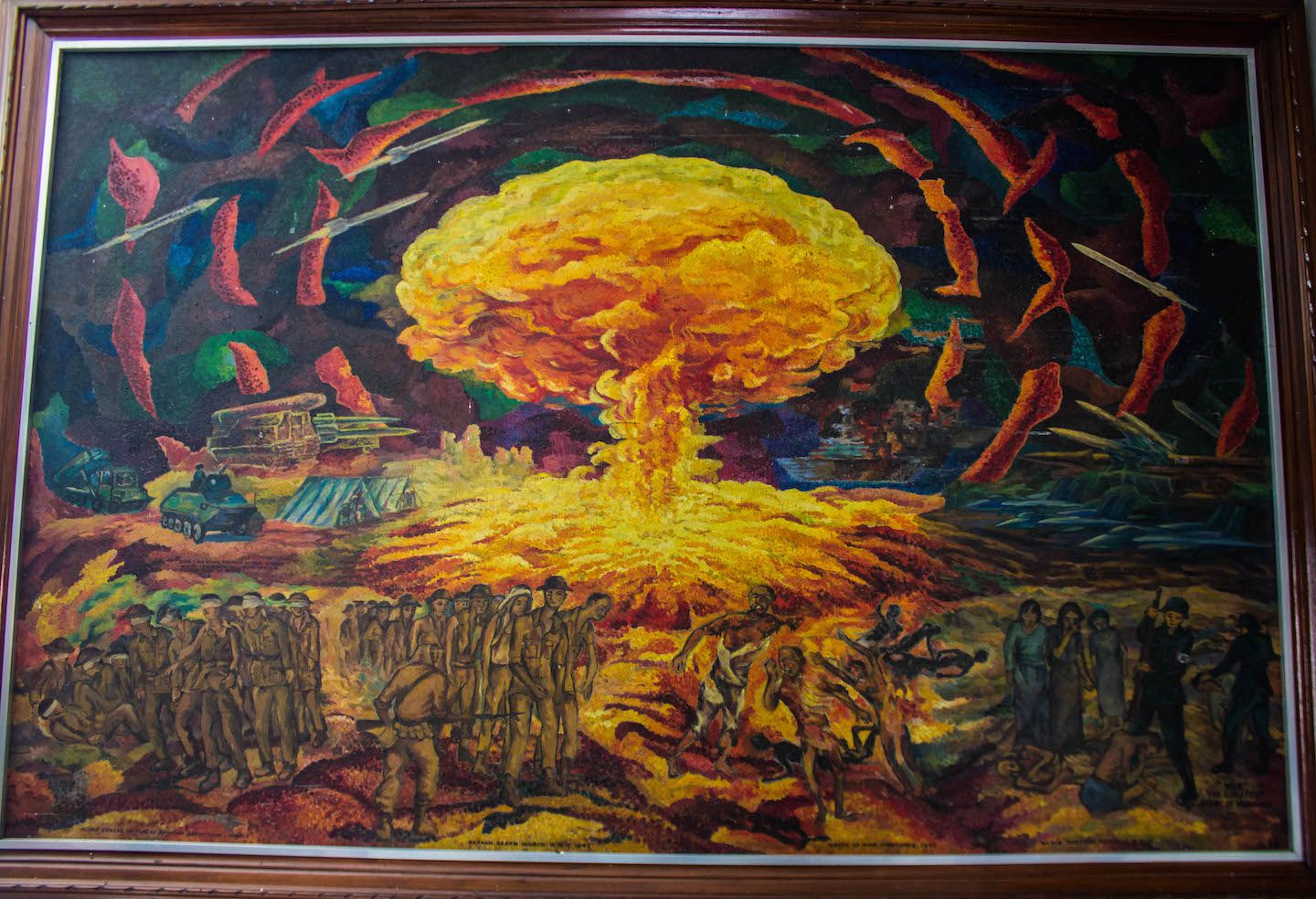 Painting depicting the use of atomic bombs during World War II, Corregidor, Philippines