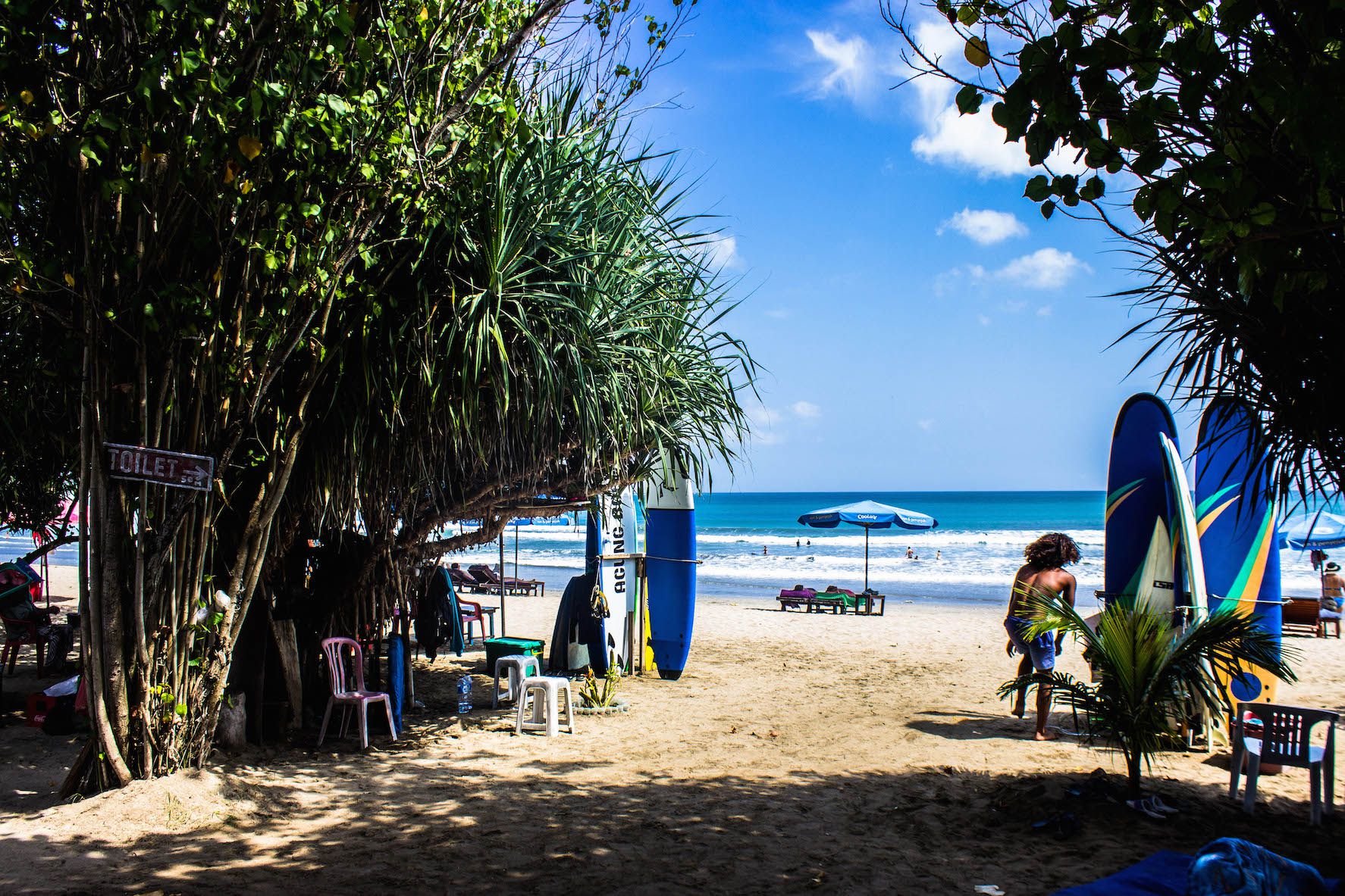Surfing schools on Kuta Beach, Bali, Indonesia