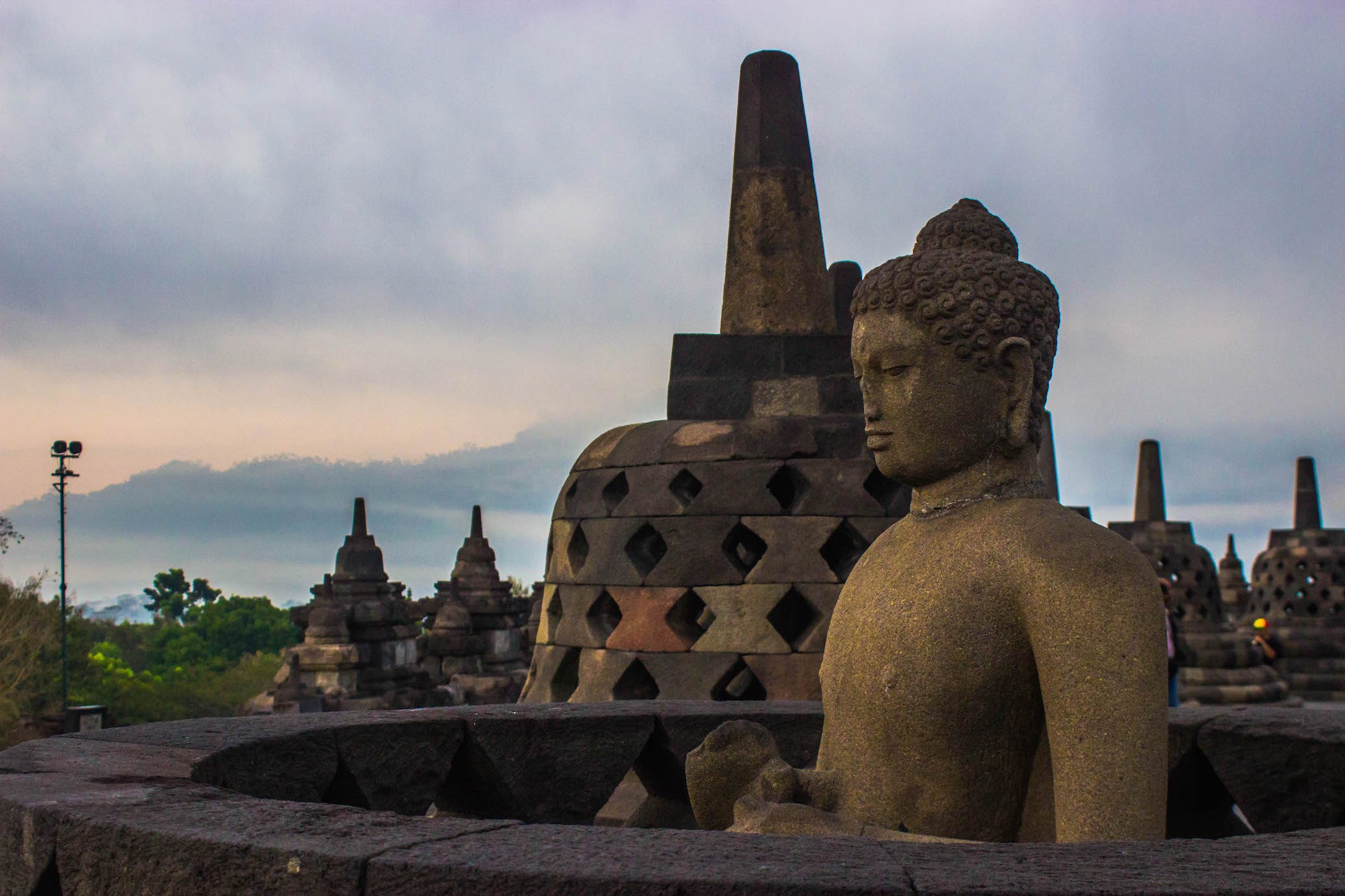 One of the many Buddha statues in Borobudur, Indonesia