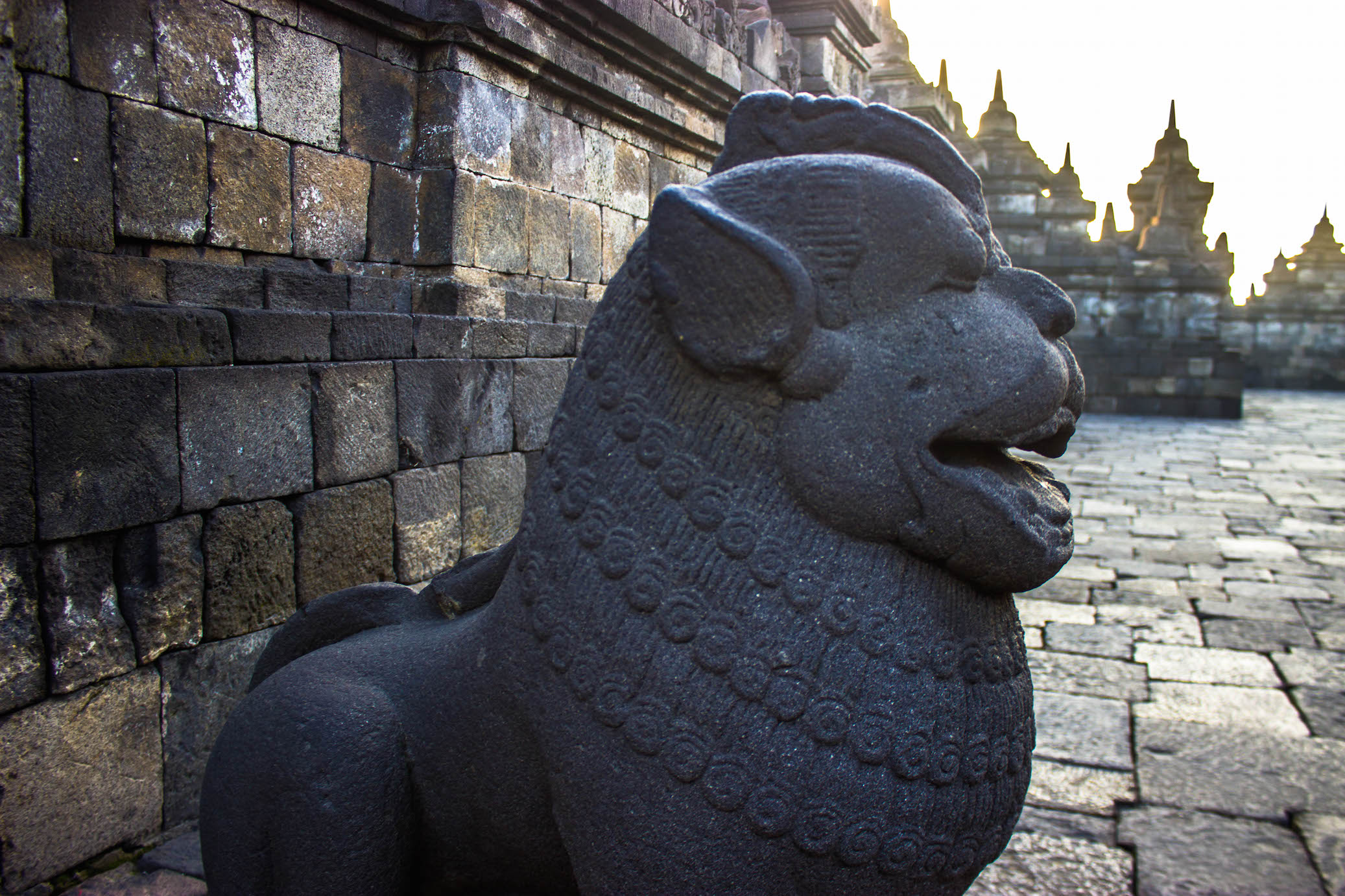 Lion statue at Borobudur, Indonesia
