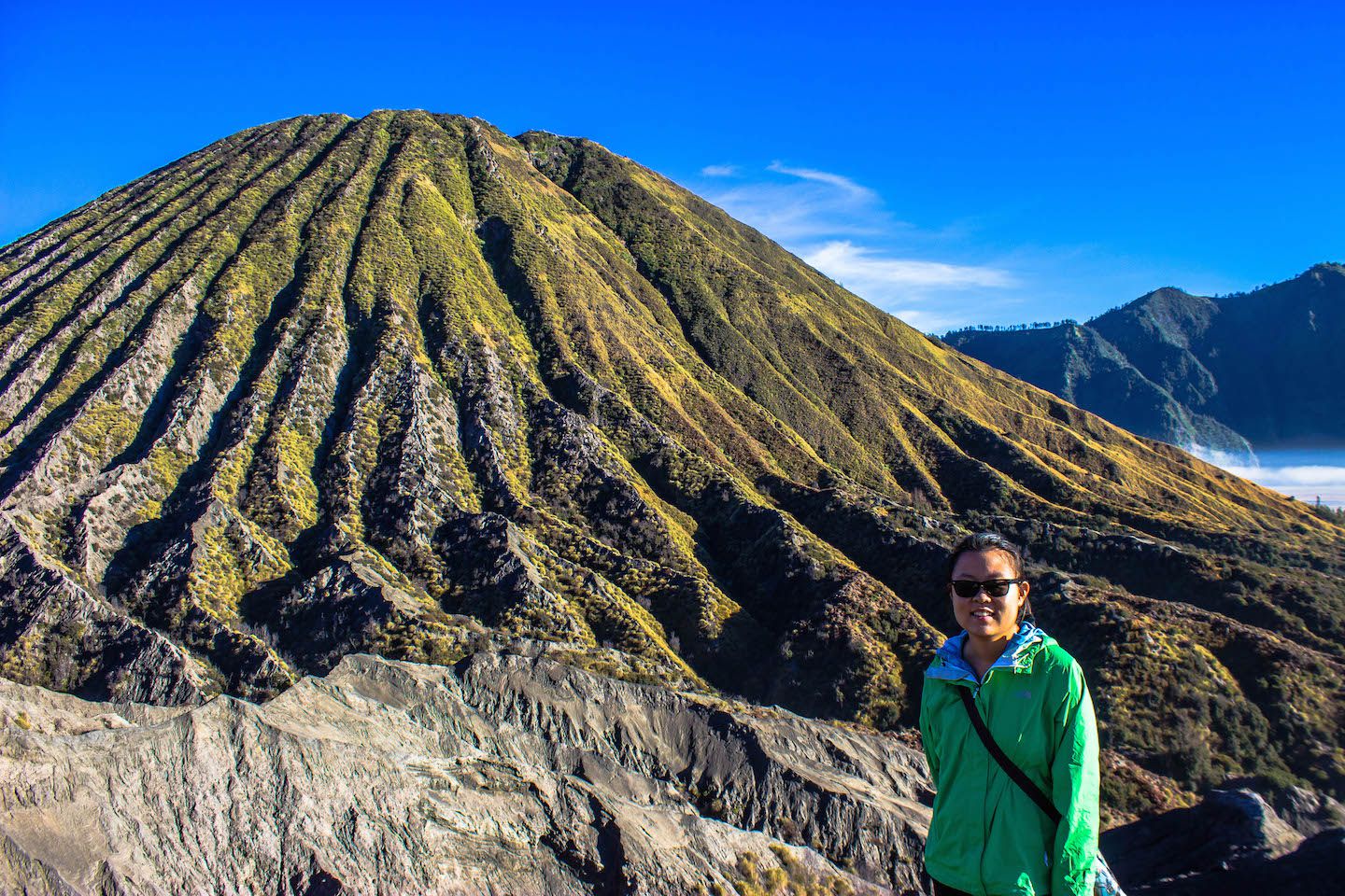 Julie trekking up to the crater of Mt. Bromo, Indonesia