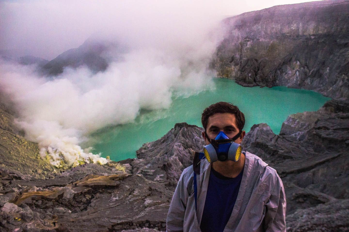 Carlos at the crater of Mt. Ijen, Indonesia