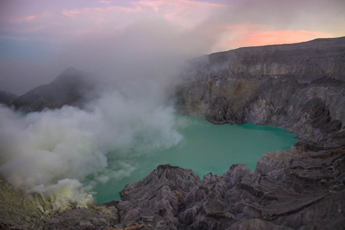 Acidic lake at the crater of Mt. Ijen, Indonesia