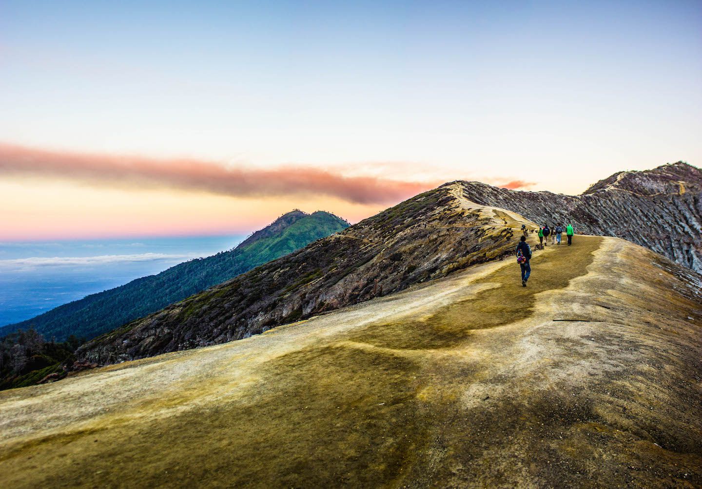 Path along the rim of the crater of Mt. Ijen, Indonesia