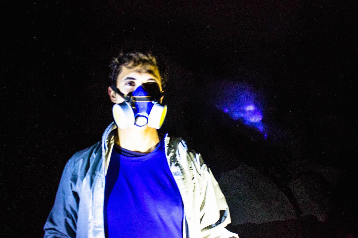 Carlos at the blue flames of Mt. Ijen, Indonesia