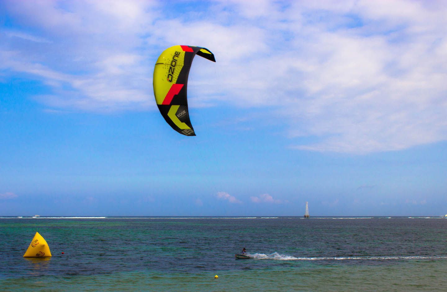 Kitesurfing at Sanur Beach, Bali, Indonesia