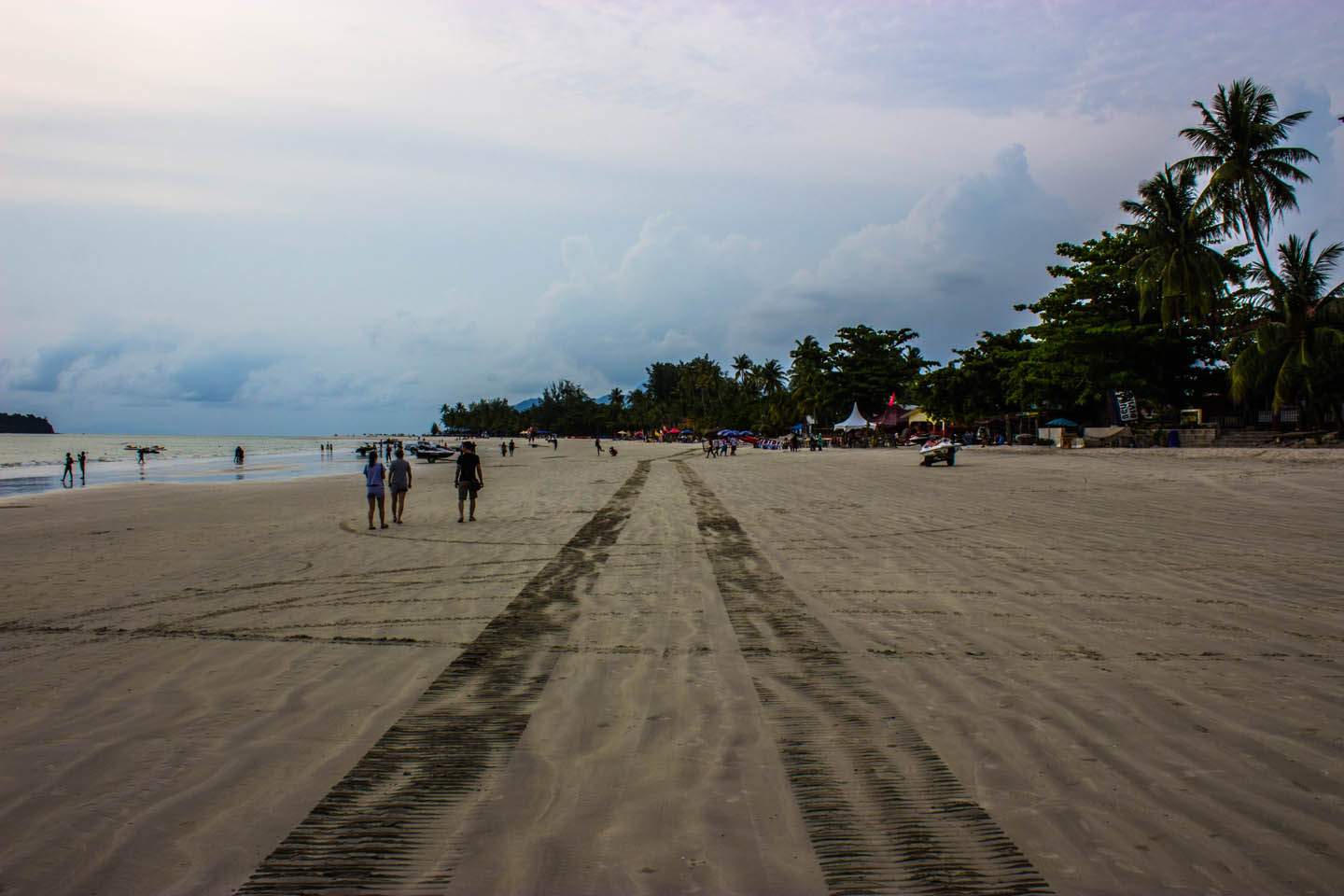Sand strip of Cenang Beach, Langkawi, Malaysia