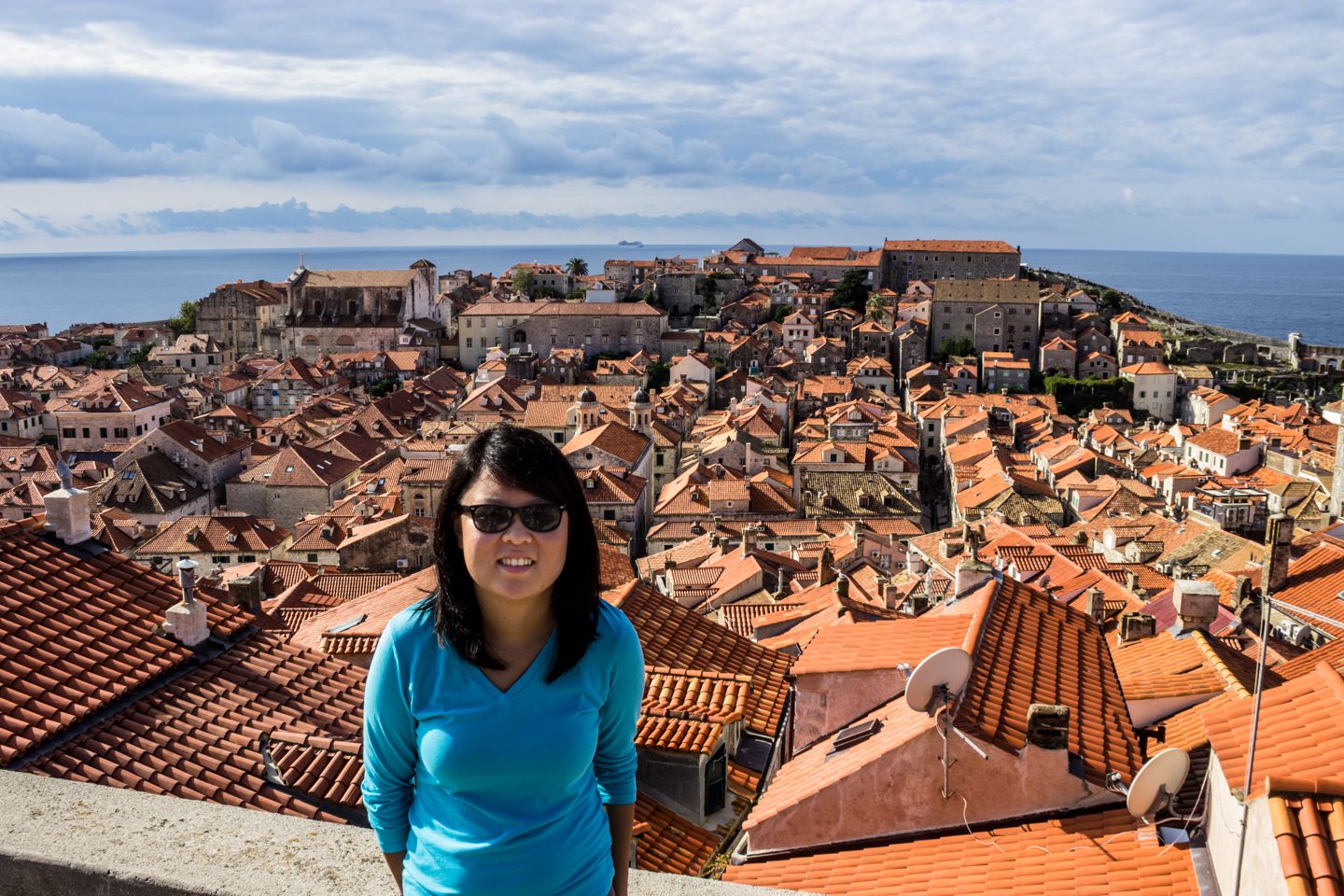 Julie on top of the City Walls in Dubrovnik, Croatia