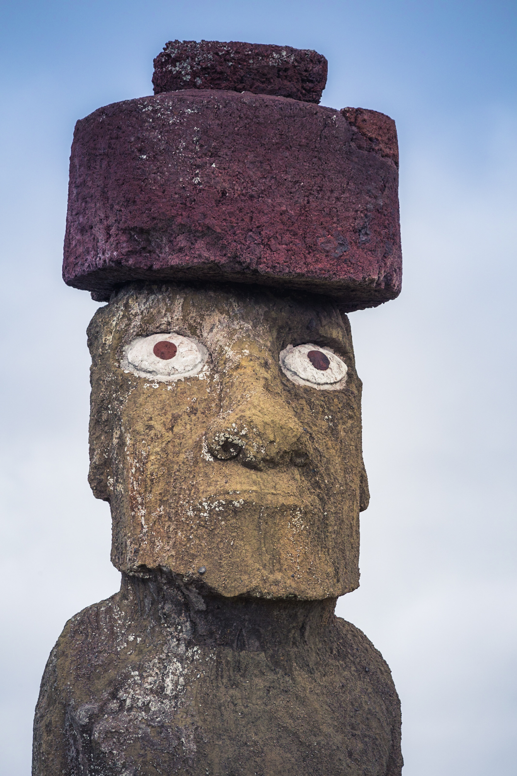 Moai with eyes at Ahu Ko Te Riku, Easter Island