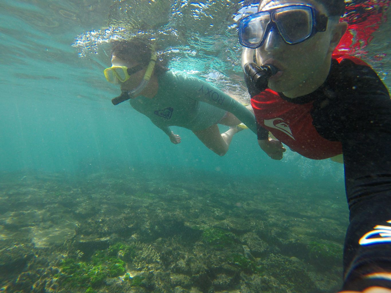 Julie and Carlos snorkeling in Fiji