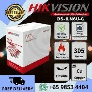 Hikvision Cat6 DS-1LN6U-G Network Cable 305m  IP POE Switch Server Rack CCTV DVR NVR Internet Singtel M1 Starhub