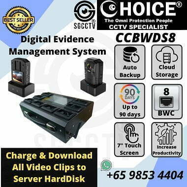 DOCK STATION 8 Ports CCBWDS8 BODY WORN CAMERA POLICE BODY WORN Touch Screen DIGITAL EVIDENCE MANAGEMENT SYSTEM DEMS SOFTWARE CLOUD DATA MANAGEMENT SYSTEM