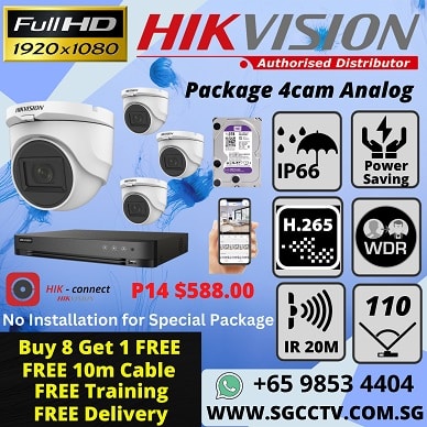 CCTV Systems 4-Camera Package Hikvision Dahua CCTV Singapore DIY Package Full HD Camera Repair & Replace Best Price Most Competitive Home Security Office CCTV