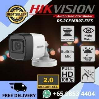 Hikvision 2MP 1080P Indoor Audio Bullet Camera DS-2CE16D0T-ITFS Night Vision Weatherproof Most Economy and Budget